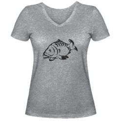 Женская футболка с V-образным вырезом Зеркальный карп - PrintSalon