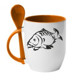 Чашка с ложкой Зеркальный карп - PrintSalon