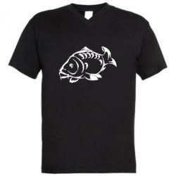 Мужская футболка  с V-образным вырезом Зеркальный карп - PrintSalon