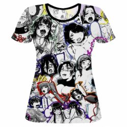 Жіноча 3D футболка Ahegao anime characters manga - PrintSalon