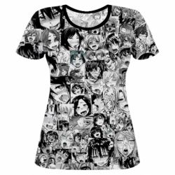 Жіноча 3D футболка Ahegao manga - PrintSalon