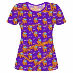 Женская футболка 3D Among Us and grunge background - PrintSalon