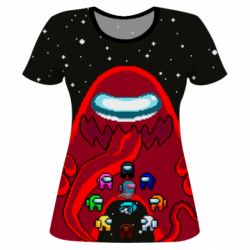 Жіноча 3D футболка Among us pixels - PrintSalon