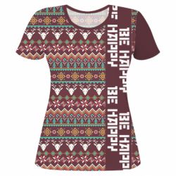 Жіноча 3D футболка Be Happy - Deers Pattern - PrintSalon
