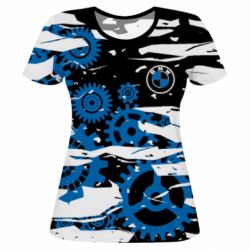 Женская футболка 3D BMW logo and art background - PrintSalon