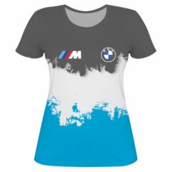 Женская футболка 3D BMW logo and gray background - PrintSalon