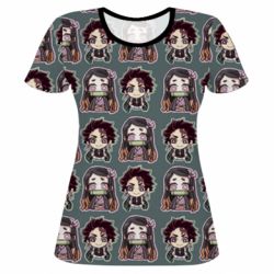 Женская футболка 3D Cute Tanjiro with Nezuko - PrintSalon