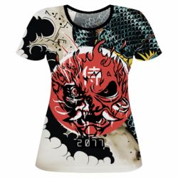 Жіноча 3D футболка Cyberpunk 2077 Dragon - PrintSalon