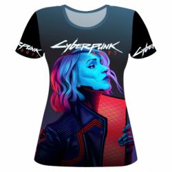 Жіноча 3D футболка Cyberpunk Girl Portrait - PrintSalon