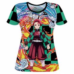 Женская футболка 3D Demon Slayer Kimetsu No Yaiba - PrintSalon
