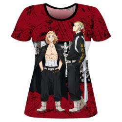 Жіноча 3D футболка Draken And Mikey Tokyo Revengers - PrintSalon
