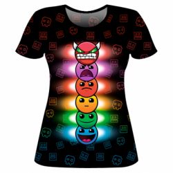 Жіноча 3D футболка Geometry Dash Levels - PrintSalon