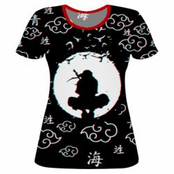 Женская футболка 3D Itachi glitch style-PrintSalon Женская футболка 3D Itachi glitch style