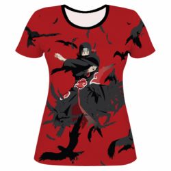 Женская футболка 3D Itachi Uchiha with crows-PrintSalon Женская футболка 3D Itachi Uchiha with crows