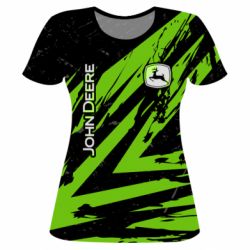 Жіноча 3D футболка John Deere and green background - PrintSalon
