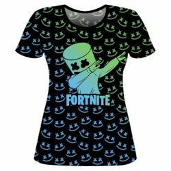 Женская футболка 3D Marshmello Fortnite Dab Neon - PrintSalon