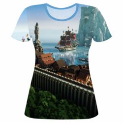 Женская футболка 3D Minecraft beautiful town