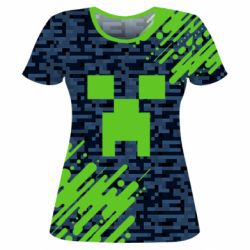 Женская футболка 3D Minecraft Creeper - PrintSalon