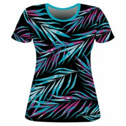 Жіноча 3D футболка Neon Palm Leaves - PrintSalon