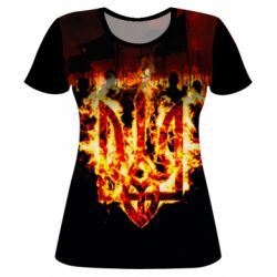 Жіноча 3D футболка Вогняний герб України - PrintSalon
