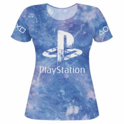 Жіноча 3D футболка Playstation on tai dai background - PrintSalon