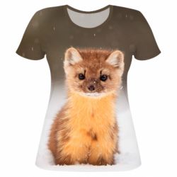 Женская футболка 3D Пушистая куница