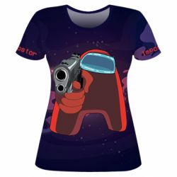 Жіноча 3D футболка Red With A Gun - PrintSalon