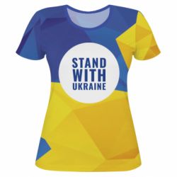 Жіноча 3D футболка Stand with UKRAINE geometric - PrintSalon