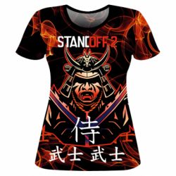 Женская футболка 3D Standoff Samurai And Fire - PrintSalon