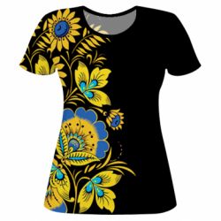 Жіноча 3D футболка Україна! Петриківський розпис - PrintSalon