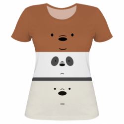 Женская футболка 3D We bare bears ice cream-PrintSalon Женская футболка 3D We bare bears ice cream