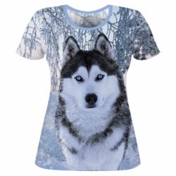 Жіноча 3D футболка Winter Husky - PrintSalon