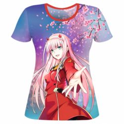 Женская футболка 3D Zero Two Darling In The Franxx - PrintSalon