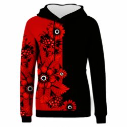 Жіноче 3D худі Червоні квіти
