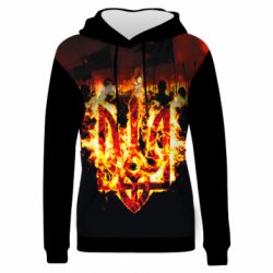 Жіноче 3D худі Вогняний герб України