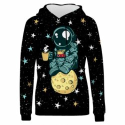 Жіноче 3D худі Astronaut and coffee-PrintSalon Жіноче 3D худі Astronaut and coffee