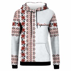 Жіноче 3D худі Black and Red Ukraine