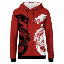 Жіноче 3D худі Dragons Black White
