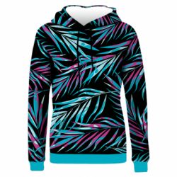 Жіноче 3D худі Neon Palm Leaves