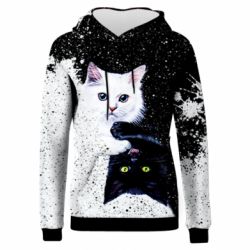 Жіноче 3D худі Yin and Yang cats