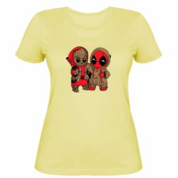Женская футболка Baby Groot And Deadpool - PrintSalon