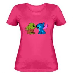 Женская футболка Baby Yoda And Stitch - PrintSalon