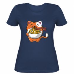 Женская футболка Cat and Ramen - PrintSalon