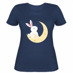 Женская футболка Cute rabbit on the moon - PrintSalon