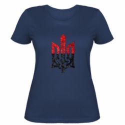 Женская футболка Герб Украины красно-черный-PrintSalon Женская футболка Герб Украины красно-черный