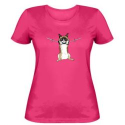 Женская футболка Grumpy Cat On The Rope