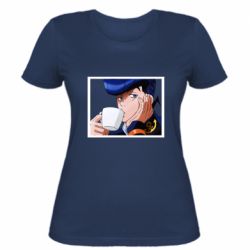 Женская футболка Higashikata Josuke drinking tea