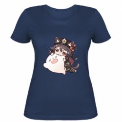 Женская футболка Hu Tao cat - PrintSalon