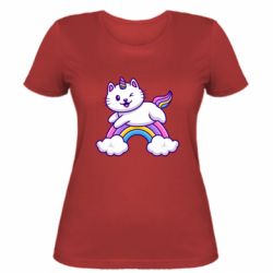 Женская футболка Котик-единорог - PrintSalon