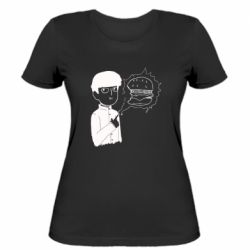 Женская футболка Моб Психо и гамбургер-PrintSalon Женская футболка Моб Психо и гамбургер